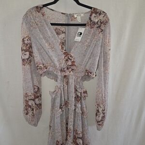 Privy Floral Mini Dress - Lavender and Brown